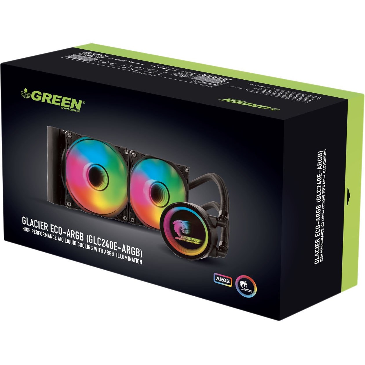 خنک کننده پردازنده گرین مدل GREEN GLACIER 240 ECO ARGB
