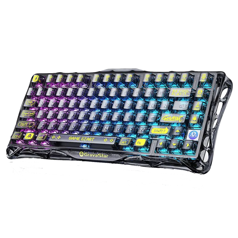 کیبورد گیمینگ گراوا استار مدل GravaStar Mercury K1 Lite - Transparent Black