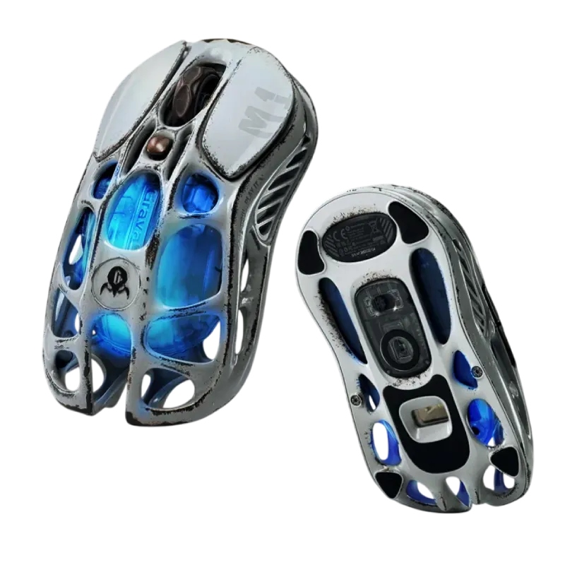 موس گیمینگ گراوا استار مدل GravaStar Mercury M1 Pro - Battle Worn Edition Silver Mist