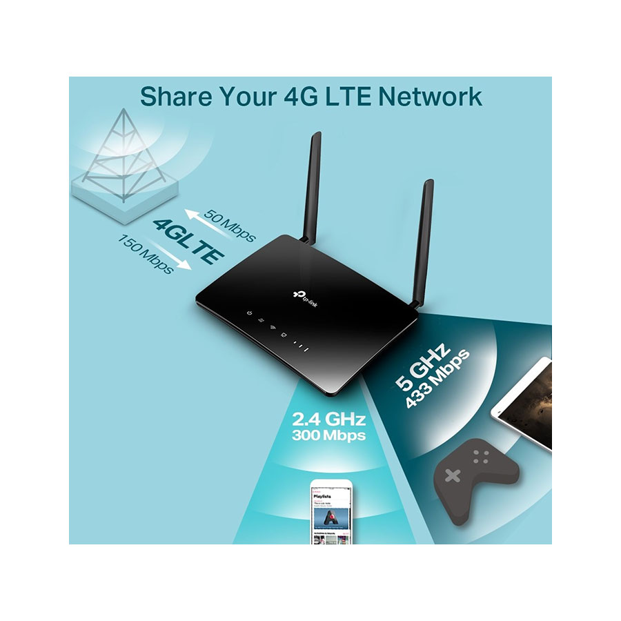مودم روتر 3G/4G/5G تی پی لینک Archer MR400 AC1200 بی سیم دو آنتن