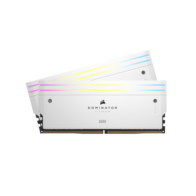 رم کورسیر مدل CORSAIR DOMINATOR TITANIUM RGB WHITE DDR5 64GB 32GBx2 6600MHz CL32