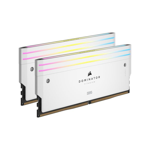 رم کورسیر مدل CORSAIR DOMINATOR TITANIUM RGB WHITE DDR5 64GB 32GBx2 6600MHz CL32