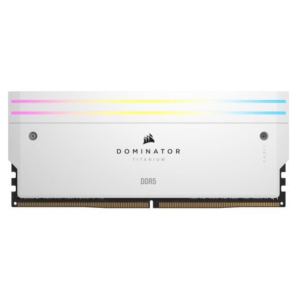 رم کورسیر مدل CORSAIR DOMINATOR TITANIUM RGB WHITE DDR5 64GB 32GBx2 6600MHz CL32