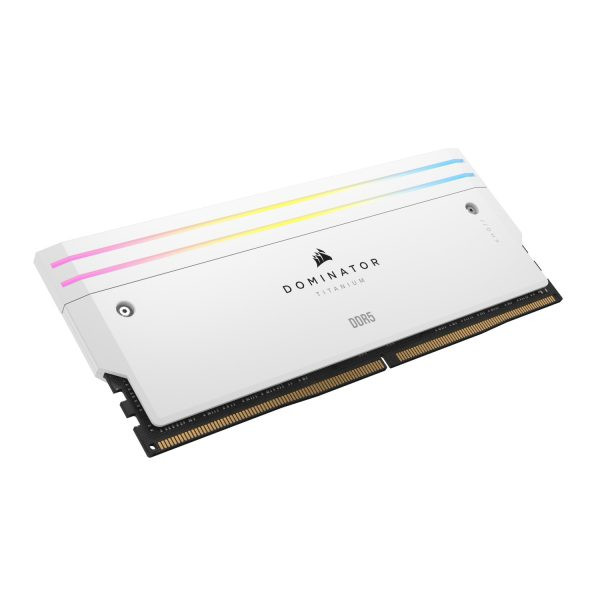 رم کورسیر مدل CORSAIR DOMINATOR TITANIUM RGB WHITE DDR5 64GB 32GBx2 6600MHz CL32