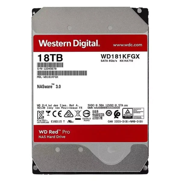هارد اینترنال وسترن دیجیتال مدل Western Digital Red Pro 18TB WD181KFGX