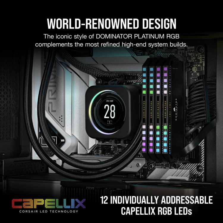رم کورسیر مدل CORSAIR DOMINATOR PLATINUM 32GB(16GBx2) 7200Mhz RGB BLACK CL34