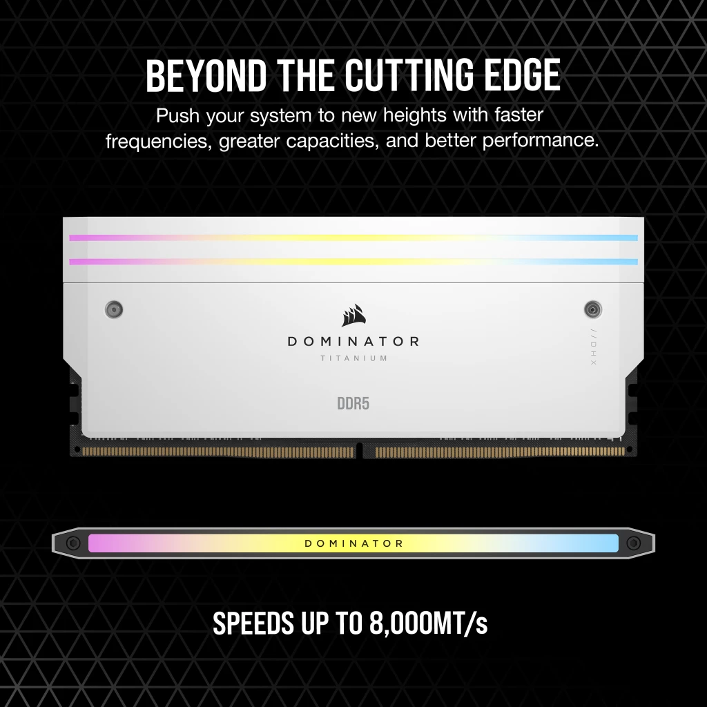 رم کورسیر مدل CORSAIR DOMINATOR TITANIUM 48GB(24GBx2) 7200Mhz RGB WHITE CL34