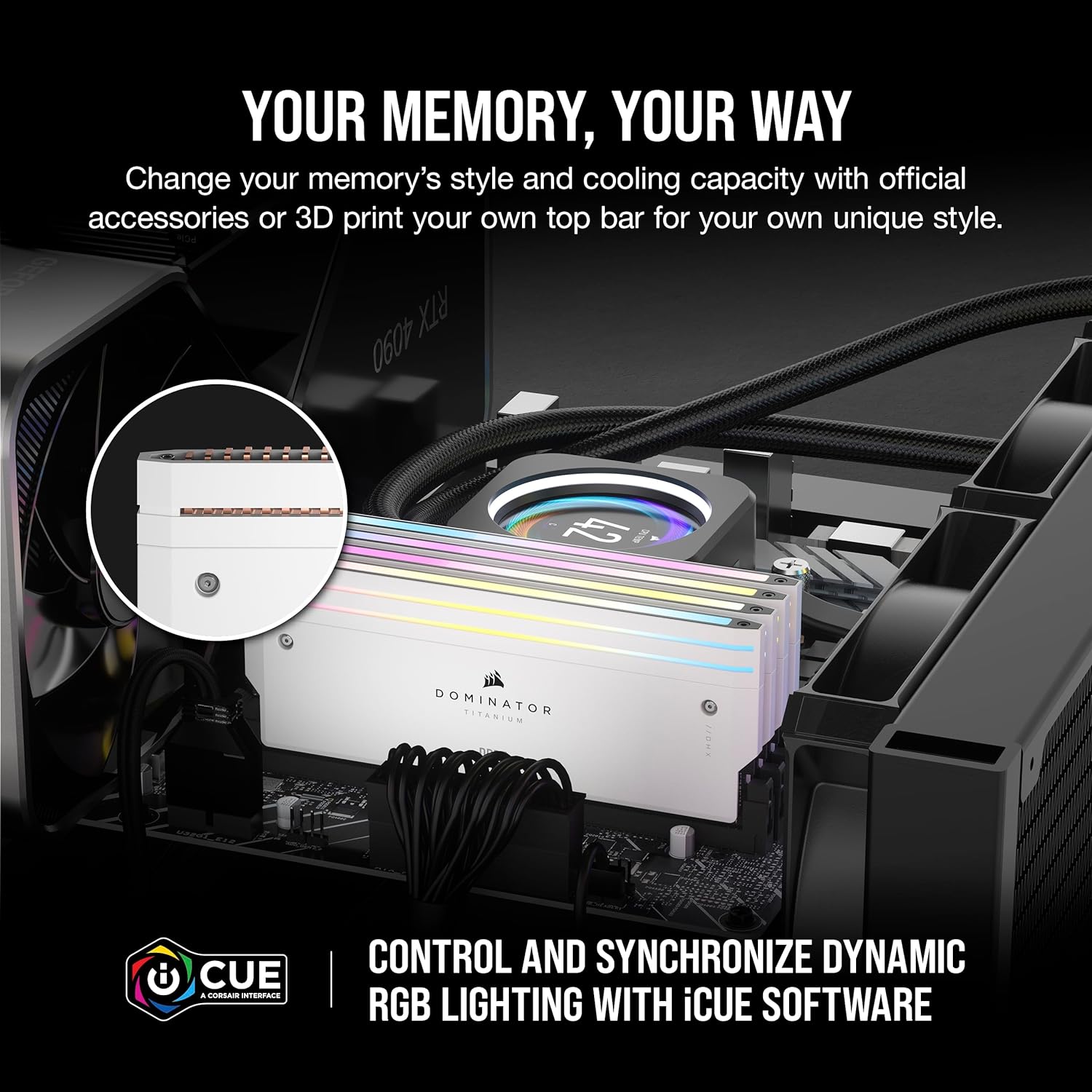 رم کورسیر مدل CORSAIR DOMINATOR TITANIUM 48GB(24GBx2) 7200Mhz RGB WHITE CL34