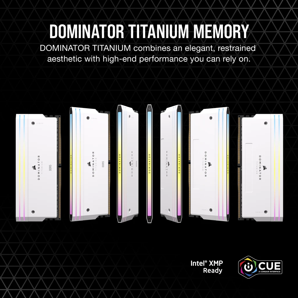 رم کورسیر مدل CORSAIR DOMINATOR TITANIUM 64GB(32GBx2) 6600 RGB WHITE CL32