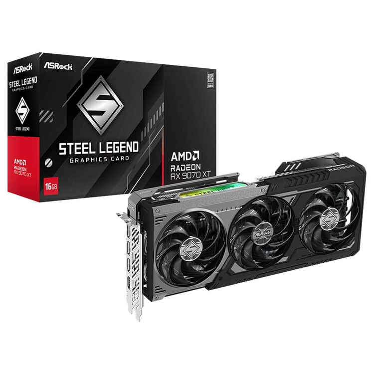 کارت گرافیک ازراک مدل ASROCK Radeon RX 9070 XT Steel Legend Dark 16GB