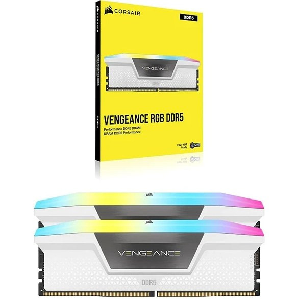رم کورسیر مدل CORSAIR VENGEANCE 64GB(32GBx2) 5200MHz White RGB
