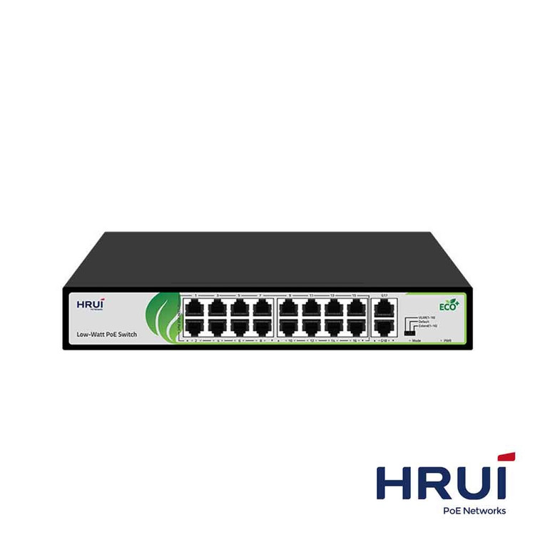 سوئیچ شبکه 16 پورت PoE اچ ار یو ای (HRUI) مدل HR902-AF-162G-200 سری Low Watt