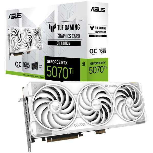 کارت گرافیک مدل ASUS TUF Gaming GeForce RTX 5070 Ti 16GB GDDR7 BTF White OC Edition