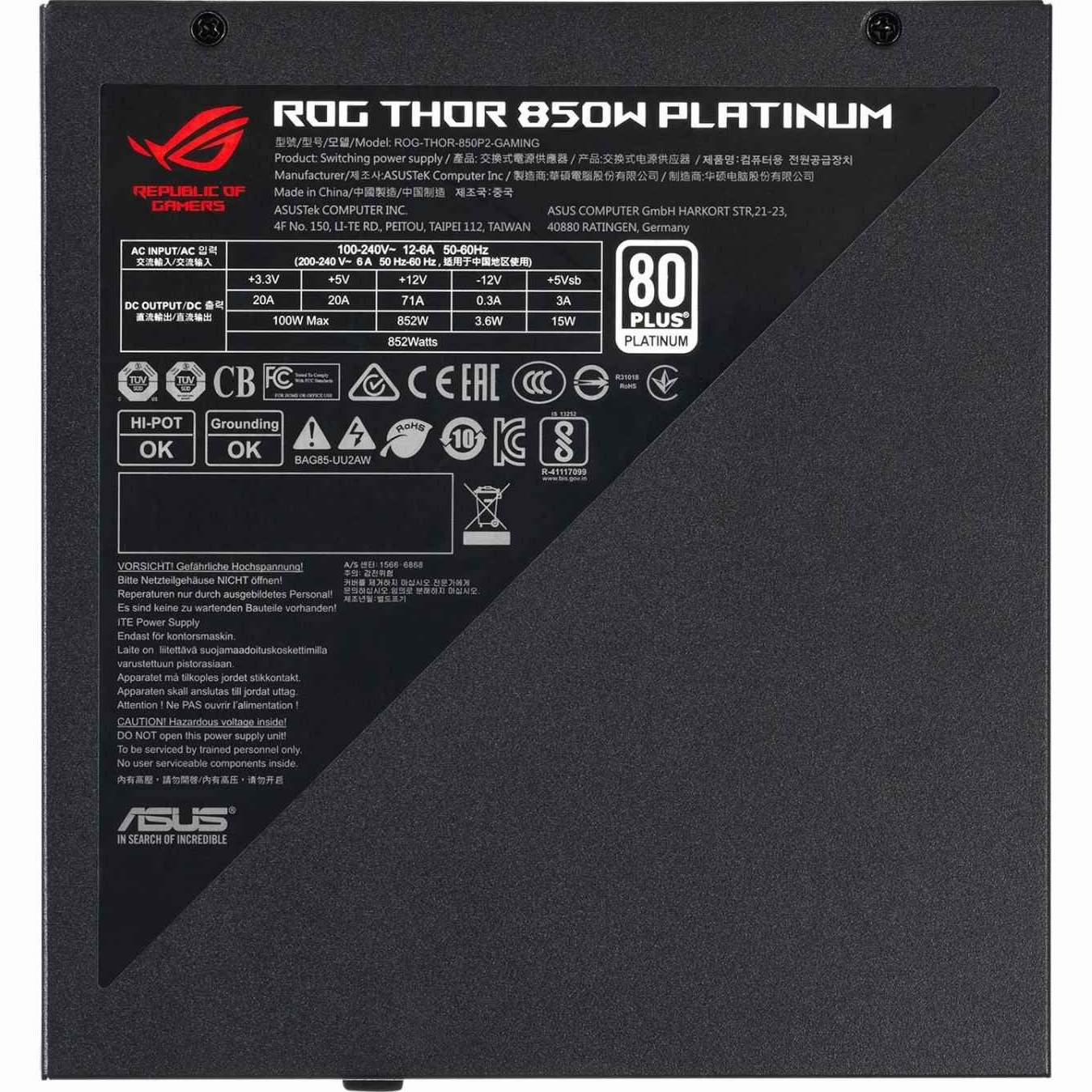 پاور ایسوس مدل Asus Rog Thor 850W P2 Platinum
