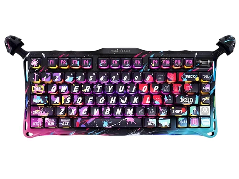 کیبورد گیمینگ گراوا استار مدل Gravastar Mercury V75 Pro - Neon Graffiti