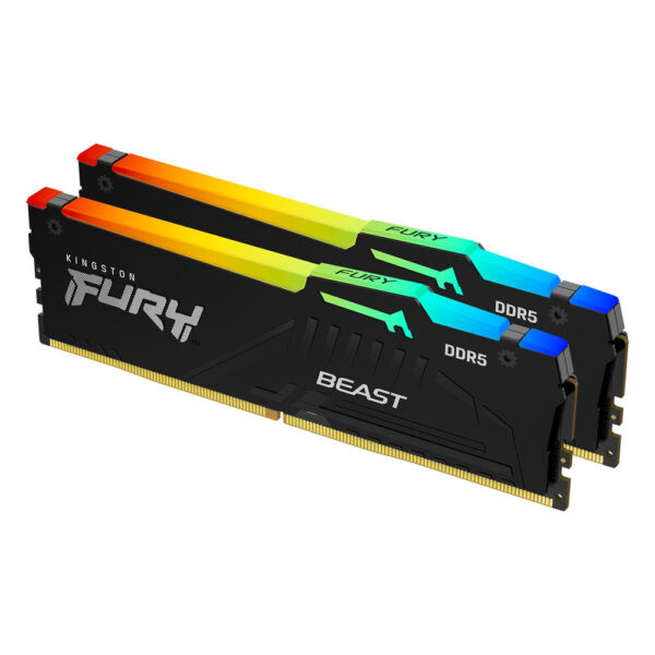 رم کینگستون مدل KingSton Fury Beast RGB Black 32GB (2x16GB) 6000MHz DDR5 CL36