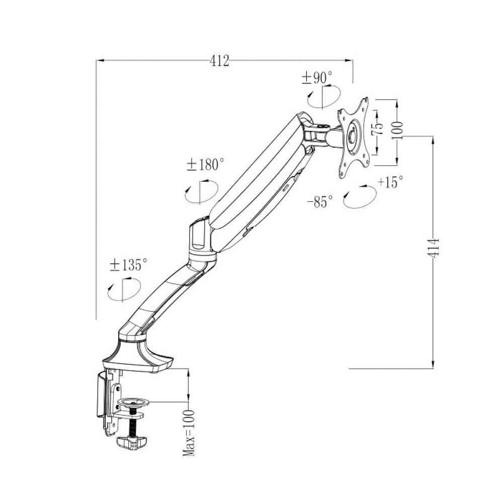 پایه نگهدارنده مانیتور ارگو مدل Ergo WLA001 Black
