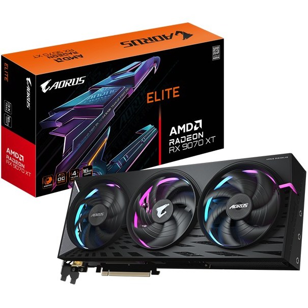 کارت گرافیک گیگابایت مدل Aorus Radeon RX 9070 XT 16GB GDDR6 OC Elite